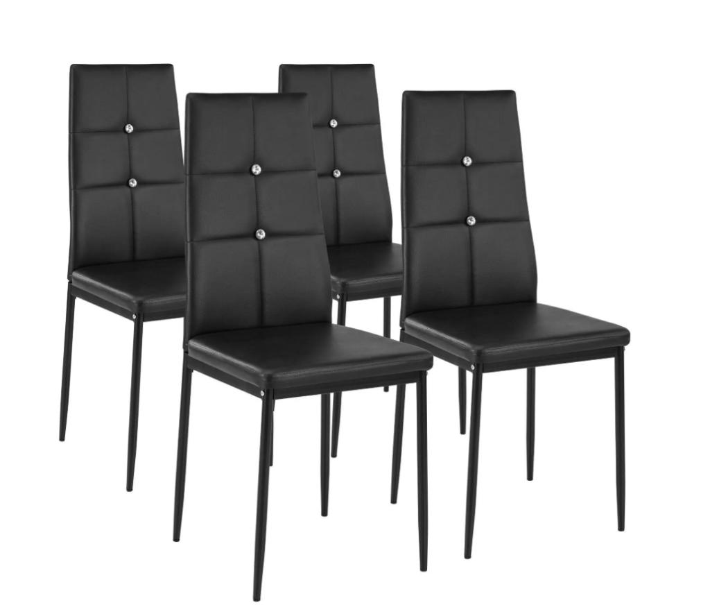 4 chaises moderne motif diamants Neuf, Maison & Meubles, Chaises, Neuf, Quatre, Synthétique, Noir, Enlèvement ou Envoi