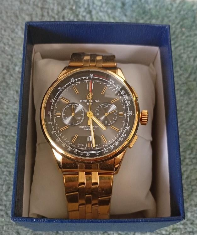 Breitling Navitimer 1884 goudkleur Chonograaf, Staal, Staal, Breitling, Polshorloge