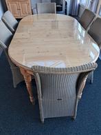 Grenen tafel met 6 stoelen, Huis en Inrichting, Tafels | Eettafels, Ophalen, Gebruikt, 100 tot 150 cm, Landelijk