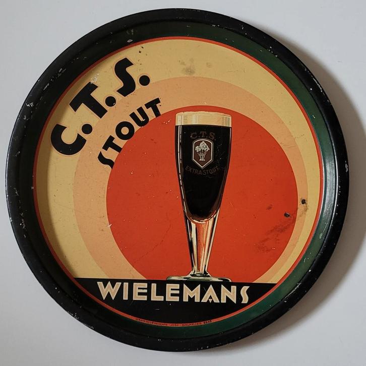 Assiette en fer blanc Wielemans., Collections, Marques de bière, Enlèvement ou Envoi