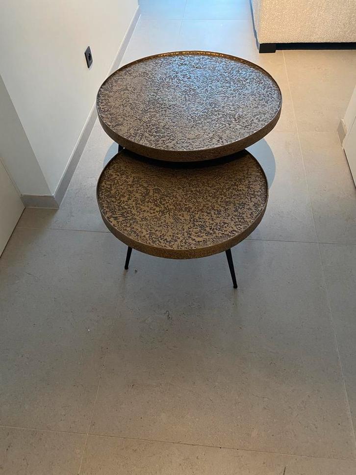 Salontafelset te koop, Maison & Meubles, Tables | Tables de salon, Comme neuf, Rond, Métal, Enlèvement