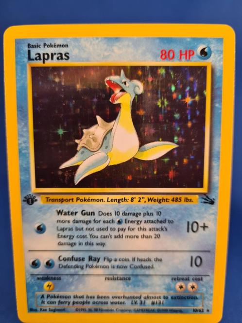 Lapras 10/62 - Fossil (1st edition), Hobby en Vrije tijd, Verzamelkaartspellen | Pokémon, Zo goed als nieuw, Verzenden