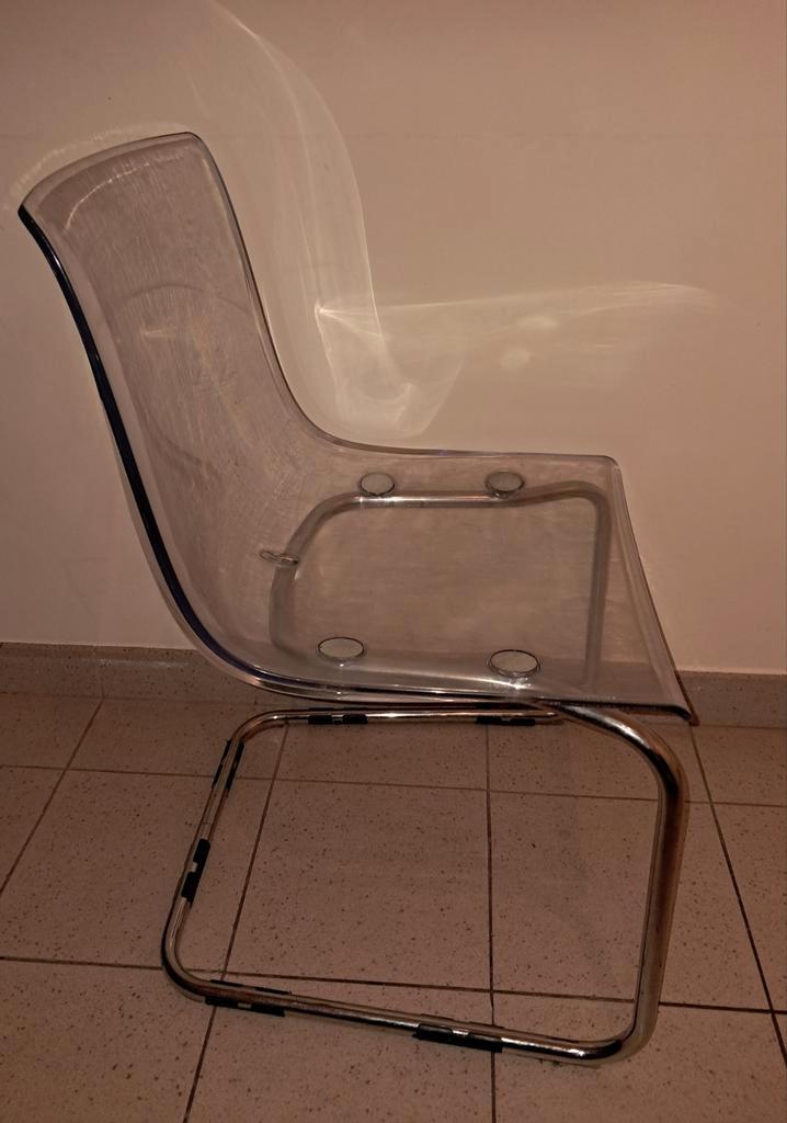 Transparante Stoel, Huis en Inrichting, Stoelen, Zo goed als nieuw, Kunststof, Metaal, Ophalen