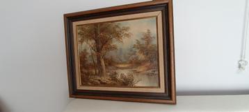 Vintage Oil Painting ''WOODLAND''. Signed I.Cafieri beschikbaar voor biedingen
