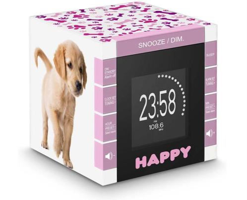 Roze wekkerradio met schattige puppy, Elektronische apparatuur, Wekkers, Zo goed als nieuw, Digitaal, Ophalen