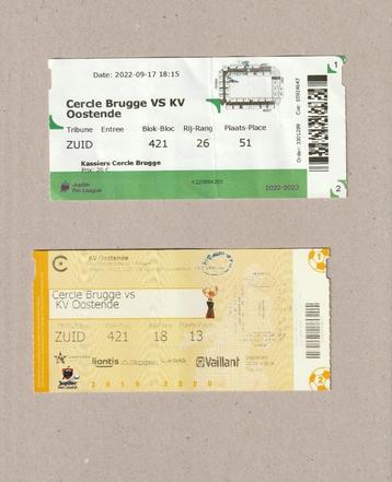 Cercle Brugge - KV Oostende : 2 tickets différents ('20-'22)