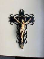 Smeedijzer kruisbeeld/Jezus in gips, Antiek en Kunst, Ophalen