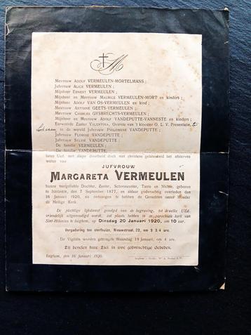 ROUWBRIEF  M VERMEULEN, Verzamelen, Ophalen