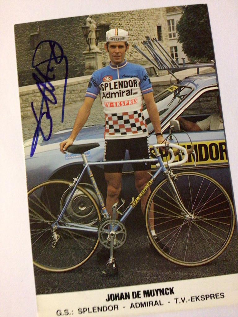 wielerkaart 1980 team splendor johan de mynck signe, Sport en Fitness, Verzenden, Zo goed als nieuw