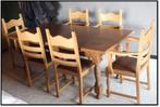 Massief eiken eettafel met 6 stoelen, Huis en Inrichting, Complete eetkamers, Ophalen, Gebruikt