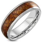 Tungsten mannenring met hout inleg, Handtassen en Accessoires, Ringen, Ophalen of Verzenden, Nieuw, Heer