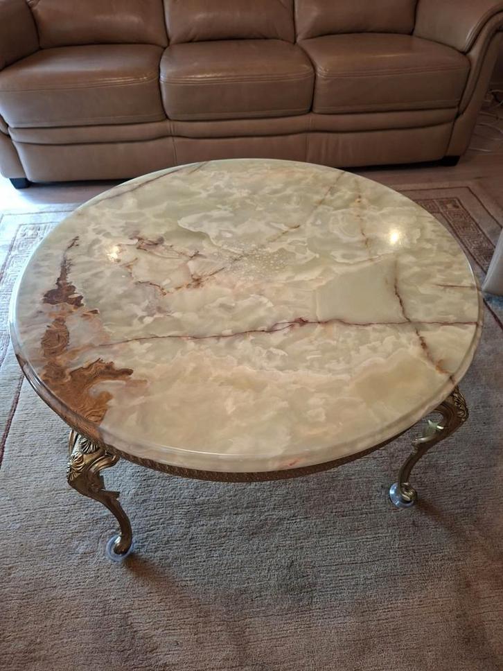 Vintage marmeren salontafel met bijpassende bijzettafeltjes, Huis en Inrichting, Tafels | Salontafels, Zo goed als nieuw, Ophalen