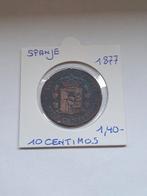 Spanje 10 centimos 1877, Postzegels en Munten, Munten | Europa | Niet-Euromunten, Ophalen of Verzenden