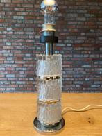 Vintage Scandinavische tafellamp in staal en glas, Ophalen of Verzenden