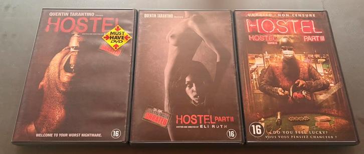 Hostel collectie 1, 2 en 3 (triology nieuwstaat), Cd's en Dvd's, Dvd's | Horror, Zo goed als nieuw, Gore, Boxset, Vanaf 16 jaar