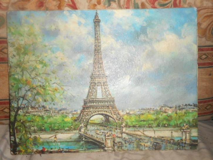 Olieverfschilderij van Parijs, Antiek en Kunst, Kunst | Schilderijen | Klassiek, Ophalen of Verzenden