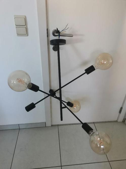 Modern Black Ceiling Lamp with Bulbs, Huis en Inrichting, Lampen | Plafondlampen, Zo goed als nieuw, Metaal, Ophalen