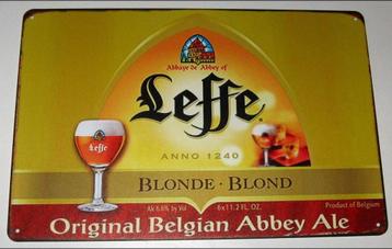 LEFFE : Metalen Bord Leffe Blond Abdijbier - Anno 1240