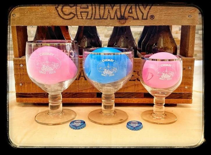 Set van 3 glazen Chateau de Chimay 18cl 25cl 33cl, Verzamelen, Glas en Drinkglazen, Nieuw, Bierglas, Ophalen of Verzenden
