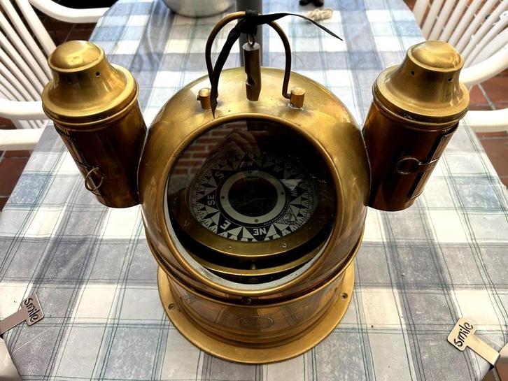 Scheeps-Kompas, Barometer en klok komt van binnenschip, Audio, Tv en Foto, Weerstations en Barometers, Gebruikt, Barometer, Ophalen