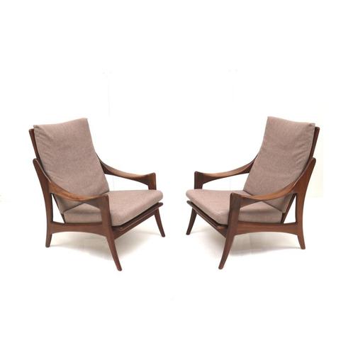 2x Vintage fauteuil De Ster Geldermalsen jaren '60 '70 teak, Huis en Inrichting, Fauteuils, Verzenden
