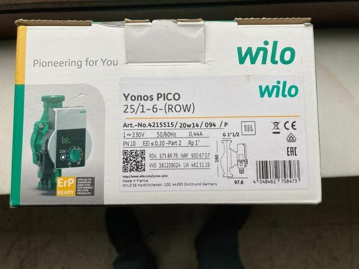 NIEUWE circulatiepomp Wilo Yonos Pico 25/1-6, Doe-het-zelf en Bouw, Chauffageketels en Boilers, Nieuw, Onderdeel, Minder dan 3 jaar oud
