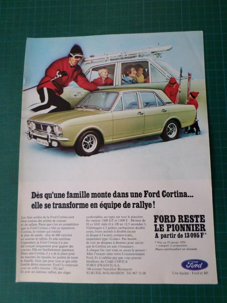 Ford Cortina - publicité papier - 1970, Collections, Marques & Objets publicitaires, Utilisé, Autres types, Enlèvement ou Envoi