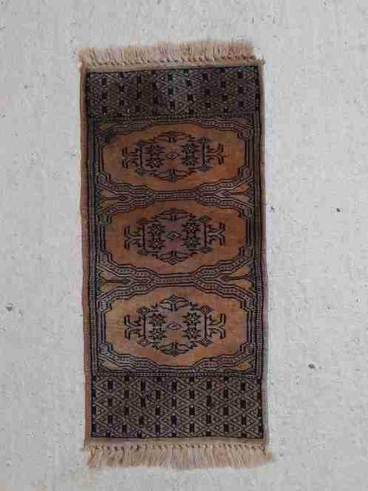 Perzisch tapijtje mini loper groen zwart 65/31, Antiek en Kunst, Antiek | Tapijten, Tafelkleden en Textiel, Ophalen of Verzenden