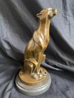 Bronzen cheeta/poema Art Deco De Coux/stempel zuiver brons., Ophalen of Verzenden
