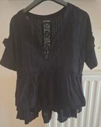 Zwarte blouse met kant, maat M, Enlèvement ou Envoi, Comme neuf, Taille 38/40 (M)