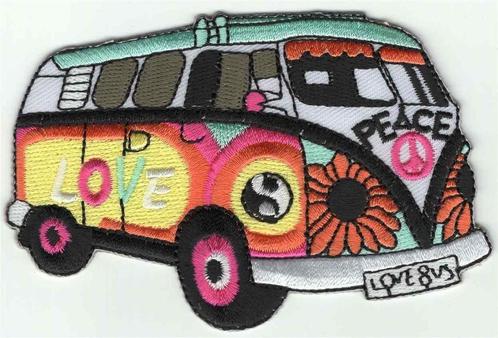 Volkswagen Minibus Peace Love stoffen opstrijk patch embleem, Verzamelen, Automerken, Motoren en Formule 1, Nieuw, Verzenden