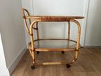 Vintage rotan/bamboe serveerwagen, Huis en Inrichting, Ophalen, Gebruikt