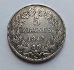Frankrijk 5 francs 1847 A zilver, Timbres & Monnaies, Monnaies | Europe | Monnaies non-euro, Enlèvement ou Envoi, Monnaie en vrac