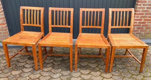4 x chaises de jardin sans accoudoirs en teck massif, Tuin en Terras, Tuinstoelen, Gebruikt, Teakhout, Stapelbaar, Ophalen