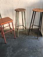 3 leuke vintage industriële barkrukken, Ophalen, Gebruikt