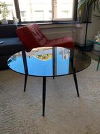 Koffietafel donker getint glas (diameter 75cm), Huis en Inrichting, Tafels | Bijzettafels, Gebruikt, Rond, 55 tot 75 cm, Glas