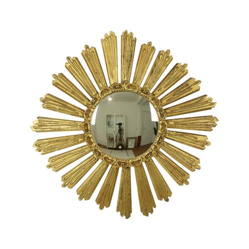 Grote Italiaanse Sunburst Spiegel XL Zonnespiegel Hout Dolla, Antiek en Kunst, Antiek | Spiegels, 50 tot 100 cm, Minder dan 100 cm