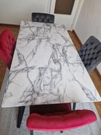 Tafel met marmer print, Huis en Inrichting, Tafels | Eettafels, Ophalen, Zo goed als nieuw, Vier personen, Rechthoekig