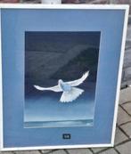 Aquarelle colombe signe Céline 90, Antiquités & Art, Enlèvement ou Envoi