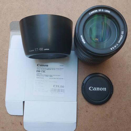 Canon EF-S 55-250 mm f/4-5.6 IS zoom, extra ET-60 zonnekap, Audio, Tv en Foto, Foto | Lenzen en Objectieven, Gebruikt, Telelens