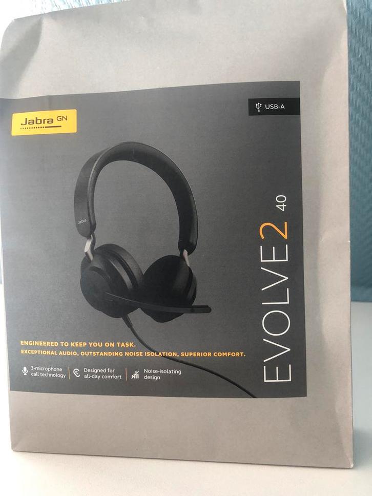 Jabra Evolve2 40-hoofdtelefoon, Audio, Tv en Foto, Hoofdtelefoons, Nieuw, Op oor (supra aural), Overige merken, Bluetooth, Ophalen