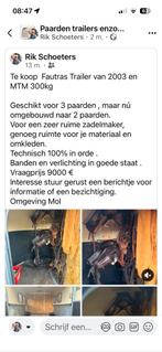 Fautras trailer 3 paarden 3000 MTM van 2003, Animaux & Accessoires, Enlèvement, Utilisé