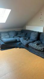 GRATIS Blauwe zetel met bloemenprint + poef, Huis en Inrichting, Slaapkamer | Slaapbanken, Ophalen, Gebruikt, Blauw, Tweepersoons