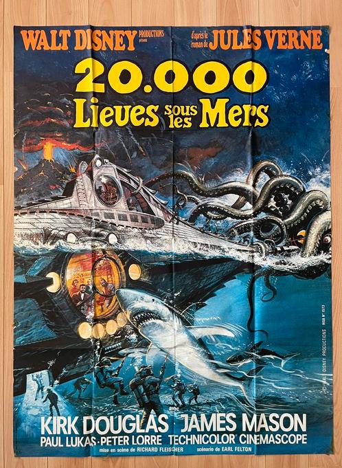 Originele filmaffiche - 20.000 Lieues sous les Mers-  1954, Verzamelen, Posters, Zo goed als nieuw, Ophalen of Verzenden