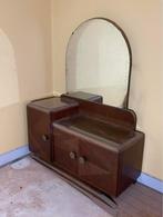 Vintage eiken houten kaptafel met spiegel, Eikenhout, Met deur(en), 25 tot 50 cm, 100 tot 150 cm