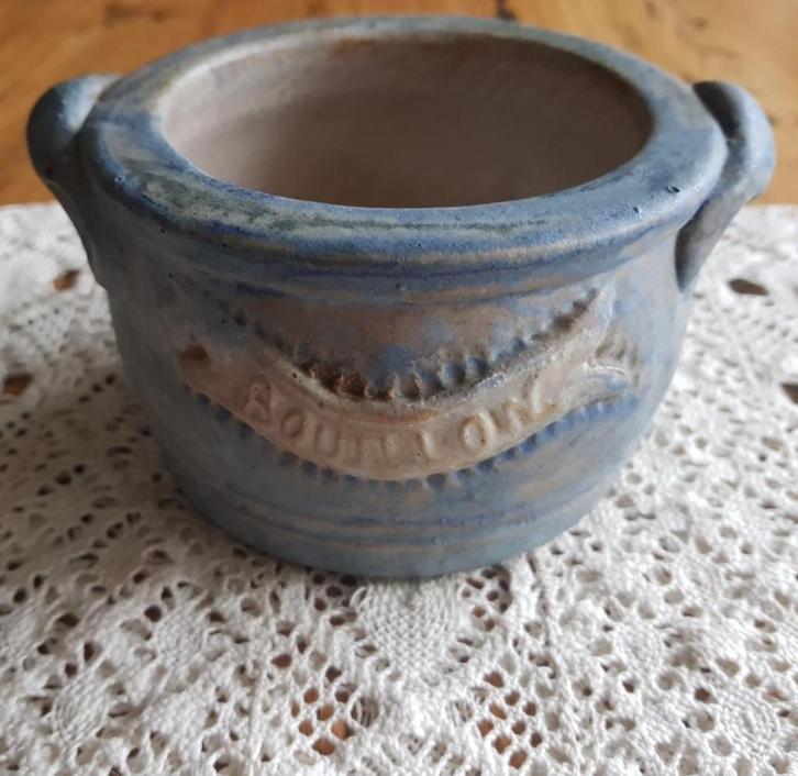 SALE Oud blauw gres Armogres potje, Bouillon uit België, Antiek en Kunst, Curiosa en Brocante, Ophalen of Verzenden