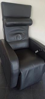 Fauteuil relax en cuir noir Revilax Vitalax avec appuie-tête, Leer