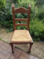 Set van 6 vintage stoelen met rieten zitvlak, Maison & Meubles, Chaises, Comme neuf, Bois, Brun, Enlèvement