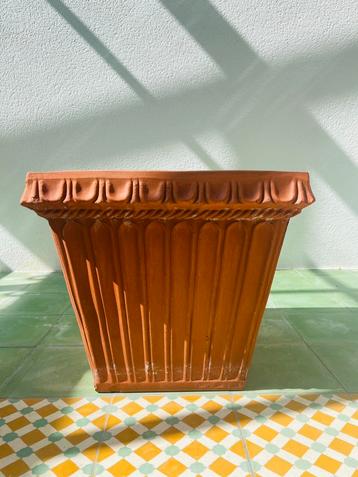 Pot de fleurs carré en terre cuite, Jardin & Terrasse, Pots de fleurs, Enlèvement, Comme neuf, Terracotta