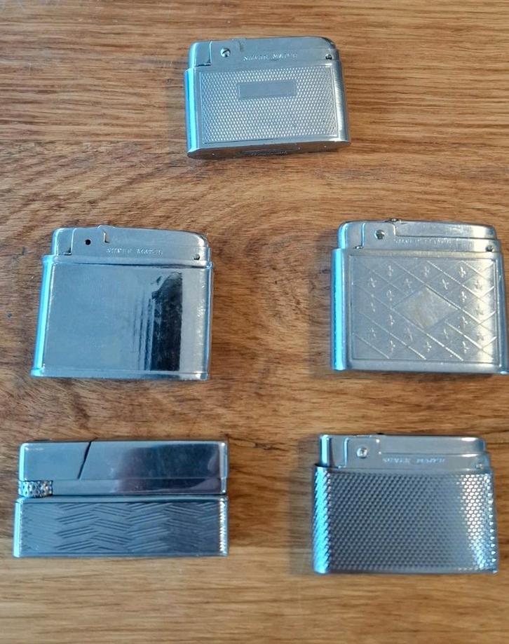 ​Lot van 5 Vintage SILVER MATCH Butaangas Aanstekers, Verzamelen, Rookartikelen, Aanstekers en Luciferdoosjes, Zo goed als nieuw